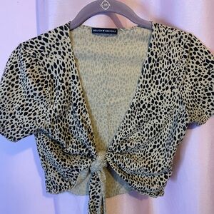 brandy melville cheetah tie front shirt